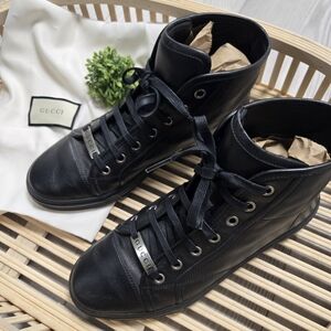 Gucci Black Leather High-Top Sneakers